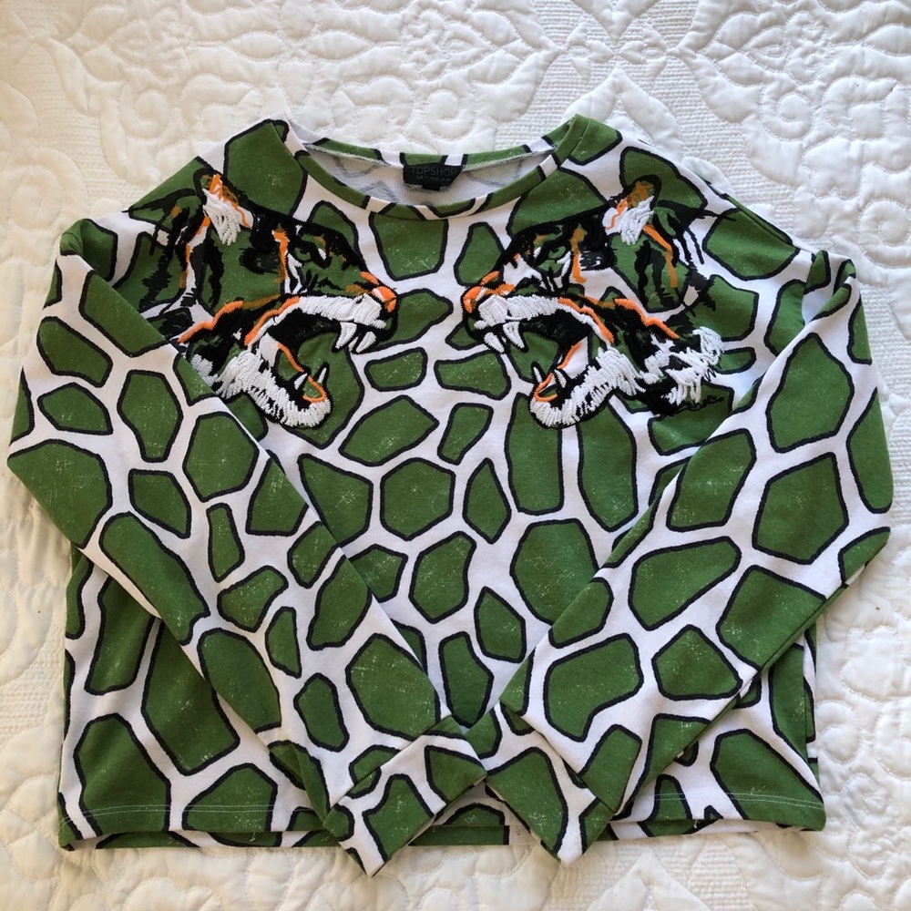 TopShop Crocodile Print with Tigers Pullover